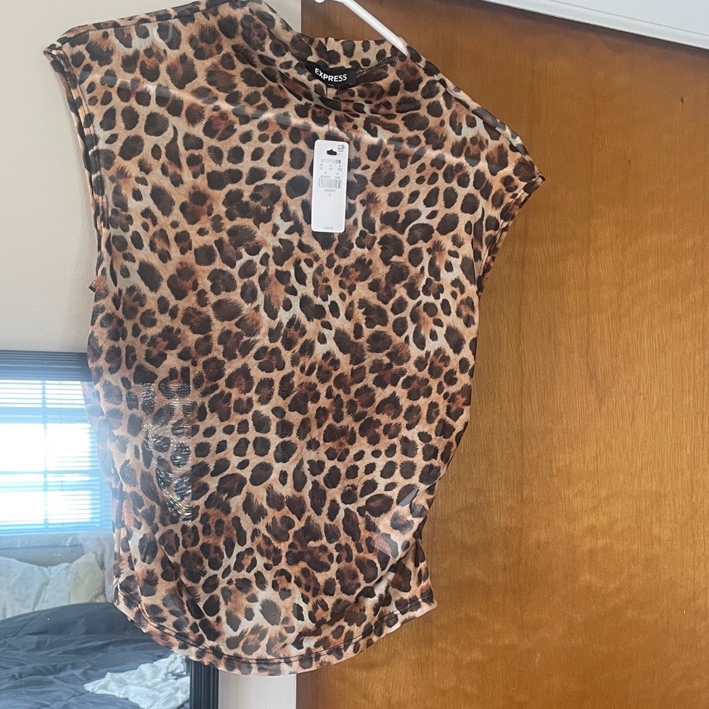 Express leopard mesh top